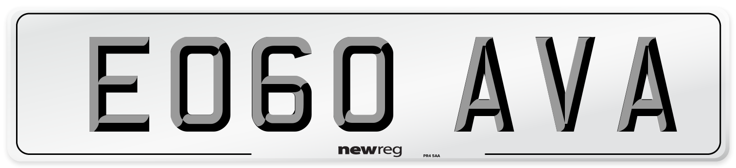EO60 AVA Number Plate from New Reg